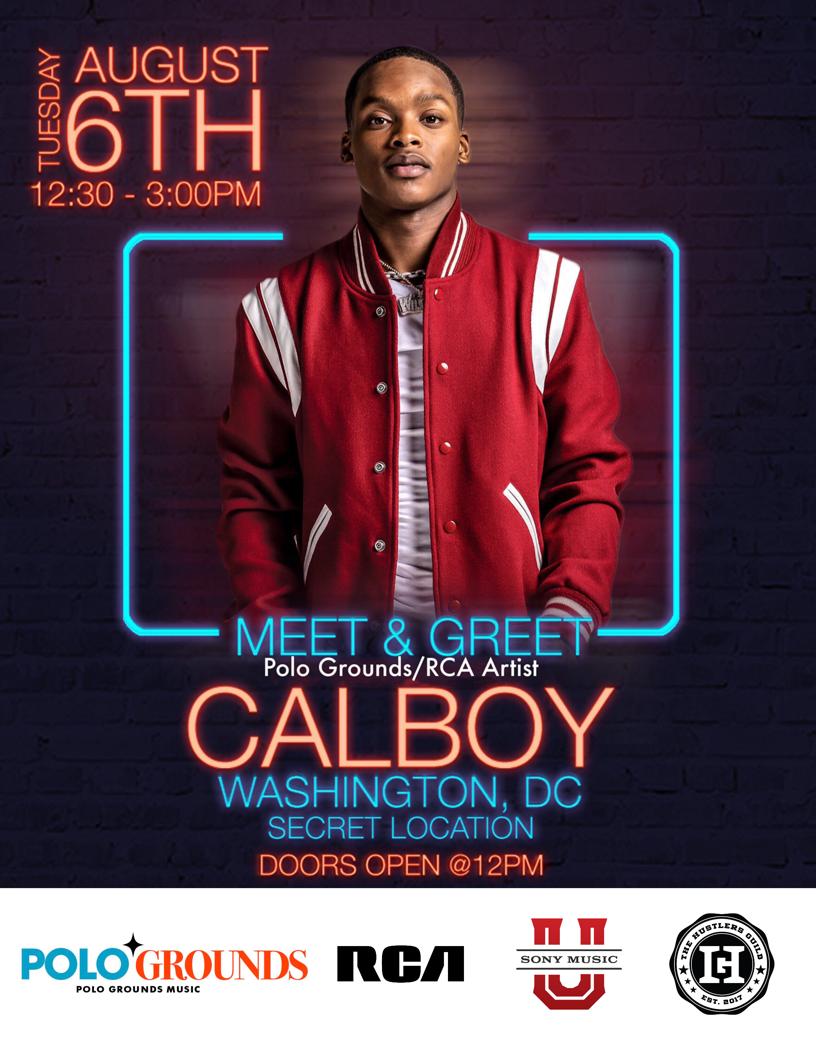 HustlersGuild's tweet photo. #DC — Tomorrow #thehustlersguild is partnering with @PoloGroundsNYC #rca and @SonyMusicU for a pop up meet and greet with recording artist #calboy https://t.co/vjCL9ZT5kQ