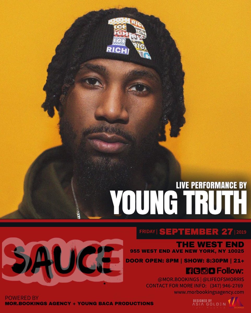 YoungTruth's tweet photo. Performing live at The West End 9/27. Make sure you get your tickets NOW!!! https://t.co/fg42tNHuyW https://t.co/BWLLF8HHPI