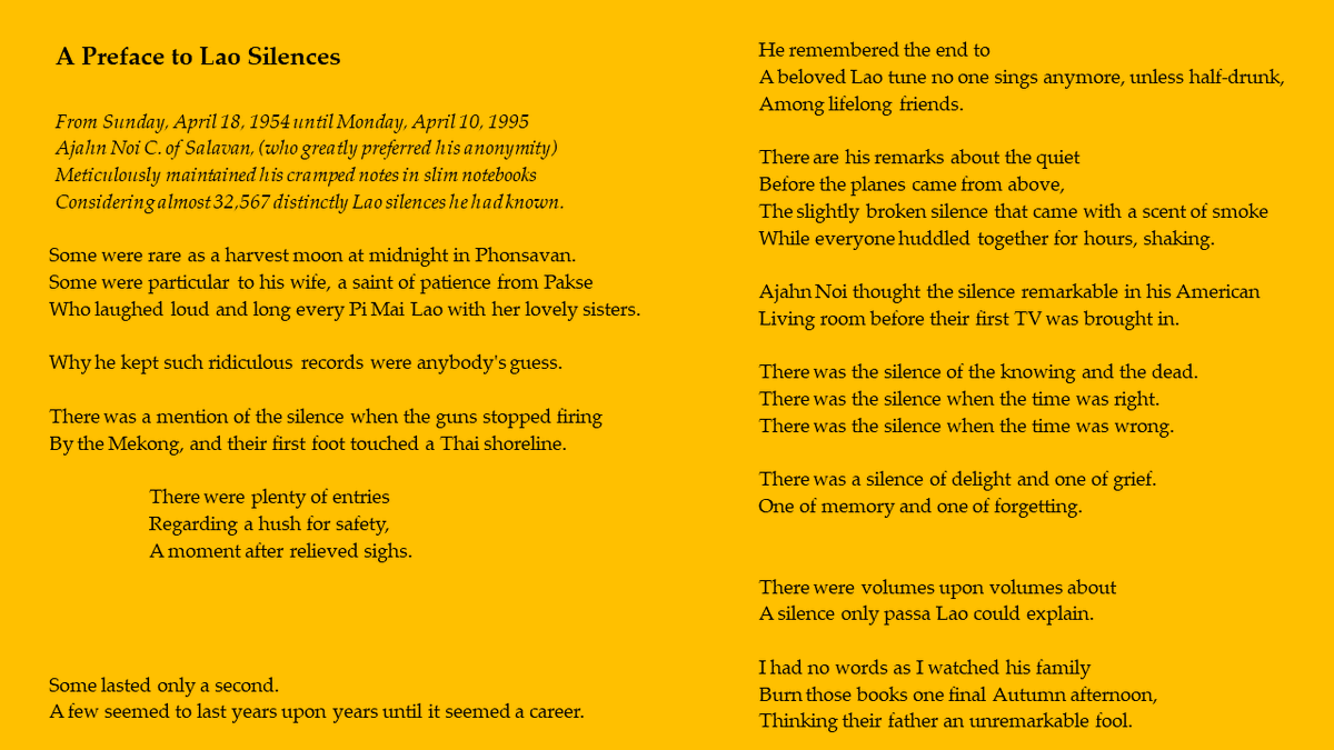 Laomagination's tweet photo. Some of the poems we presented at @Laomagination at #AALitFest in Washington D.C. that will be part of the 2020 exhibit in Minneapolis as part of the @JoyceFdn Award with @LaoCenterMN https://t.co/483T4xm3dO