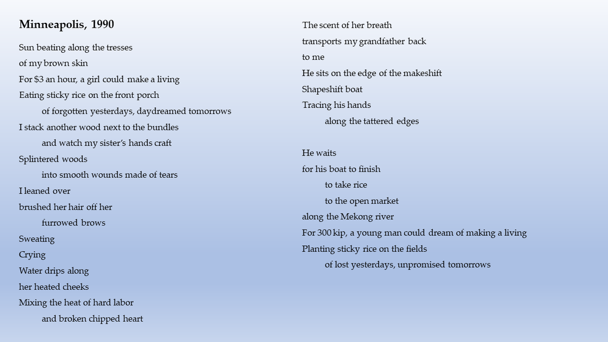 Laomagination's tweet photo. Some of the poems we presented at @Laomagination at #AALitFest in Washington D.C. that will be part of the 2020 exhibit in Minneapolis as part of the @JoyceFdn Award with @LaoCenterMN https://t.co/483T4xm3dO