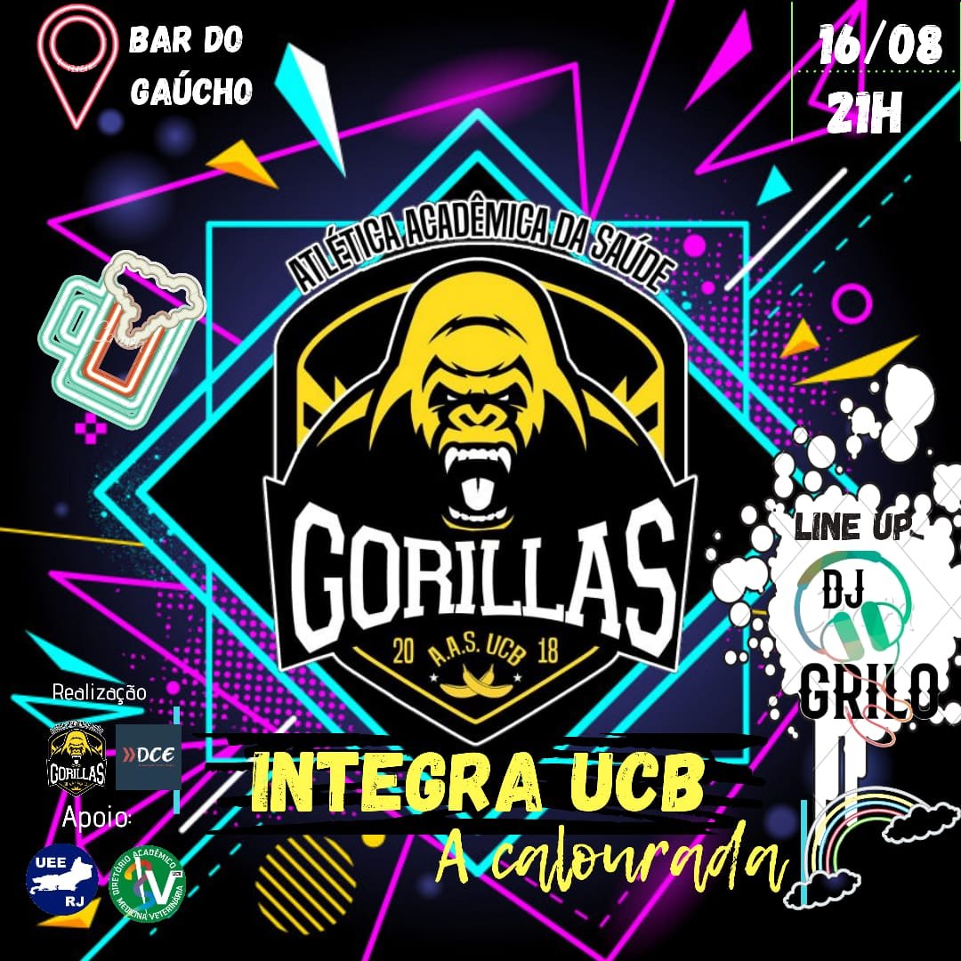 O gorilla aqui já convocou as amiguinhas e tu sabe que elas vem, vem da base, vem do vale, deixa disso e vem também !!!!!

A melhor calourada da ZO já tem data marcada, se joga com o gorilla que aqui só tem coisa boa.💛🖤🦍