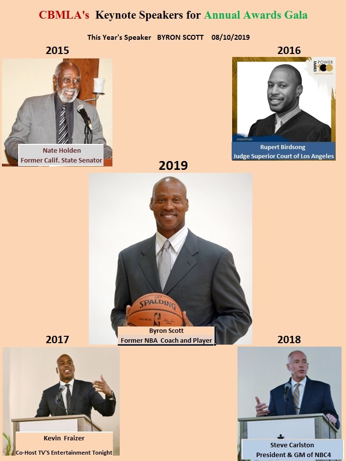 CBMLA_'s tweet photo. This year’s Awards Gala is one that should not be missed! Every year we have a riveting Keynote Speaker and this year we will have NBA legend Byron Scott! Check out some of our past speakers and make sure to get your tickets today! https://t.co/ccP9FQMSC6 https://t.co/VAmBBMdMDN