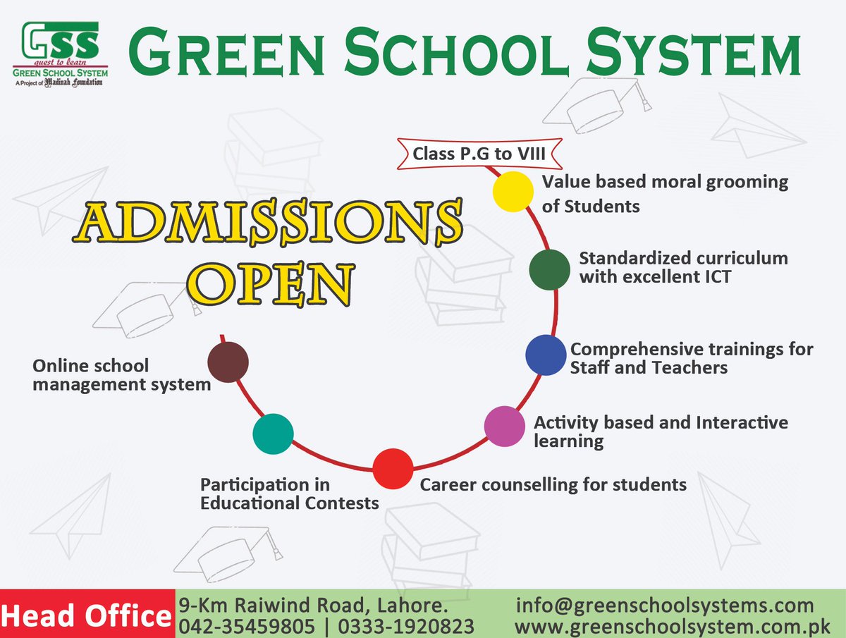 greenschoolsys's tweet photo. Admissions are Now Open in all Campuses of Green School System. 
#School #PreSchool #Pakistan #BestSchool #PrivateSchool #Teachers #Students #Parents #Viral #Work #Artistic #Learn #Teach #Study #EDU #Education #GrowthMindset #newsession2019_20 #marketing #campaign  #AdmissionOpen https://t.co/mZ3NFXGmAb