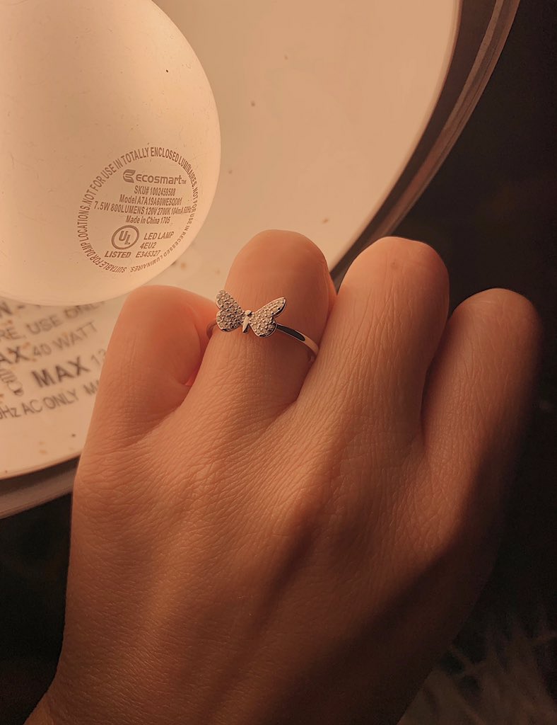 KimberlyOrosio's tweet photo. My bf got me this butterfly ring and I’m so so happy 😭 it’s perfect. Thank you so much for everything that you do for me, my love ♡ https://t.co/8gXWbM6gSy