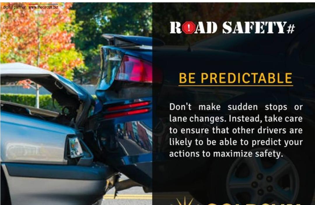 missionroadsafe's tweet photo. #missionroadsaftey:Be predictable don't make sudden stops or lane changes. https://t.co/cdUvySL6KP