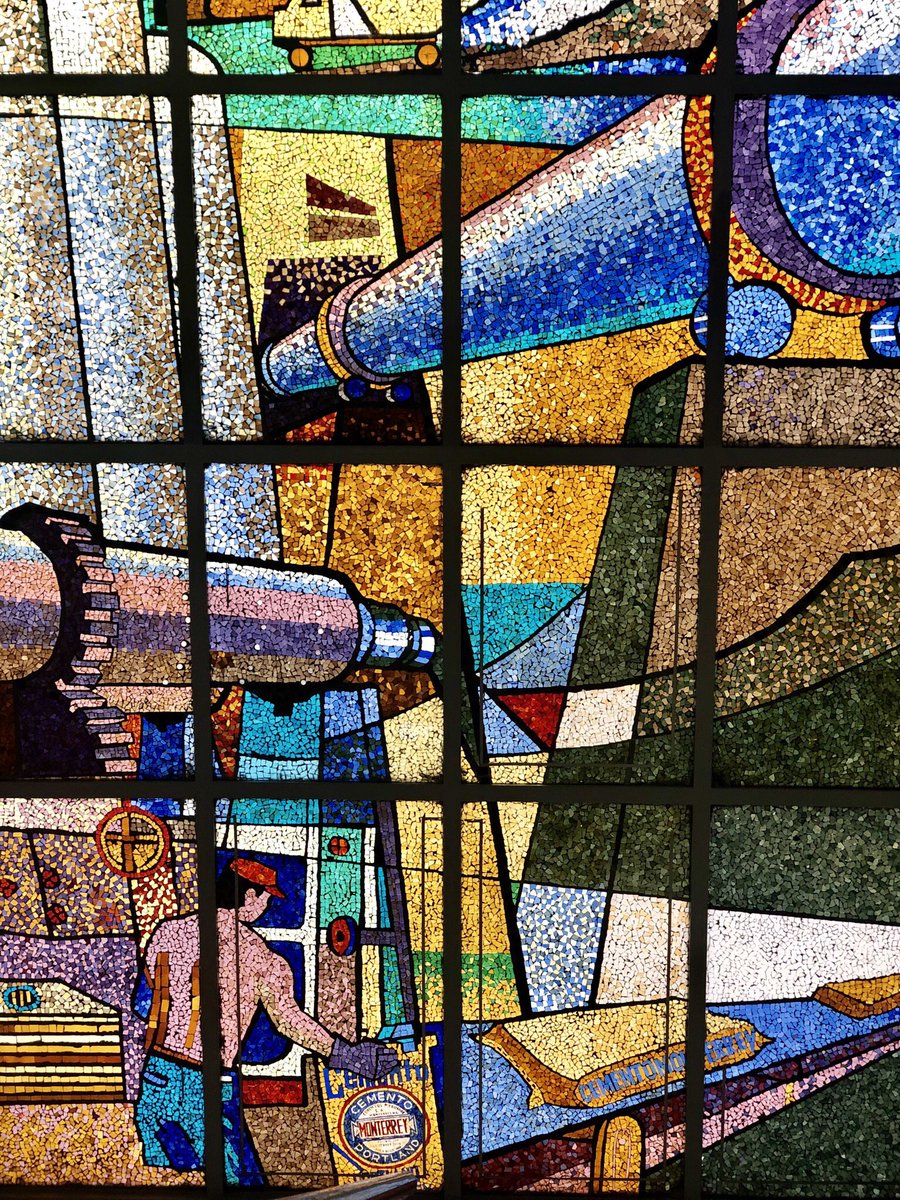 This is the view from my office.. it is a mosaic-glass window representing  the production of cement at <a href="/CEMEX/">Cemex Global</a> Monterrey Cement Plant. It has over 50 years and I do not know the name of the artist. It reminds me everyday where we come from.. #honoringourpast