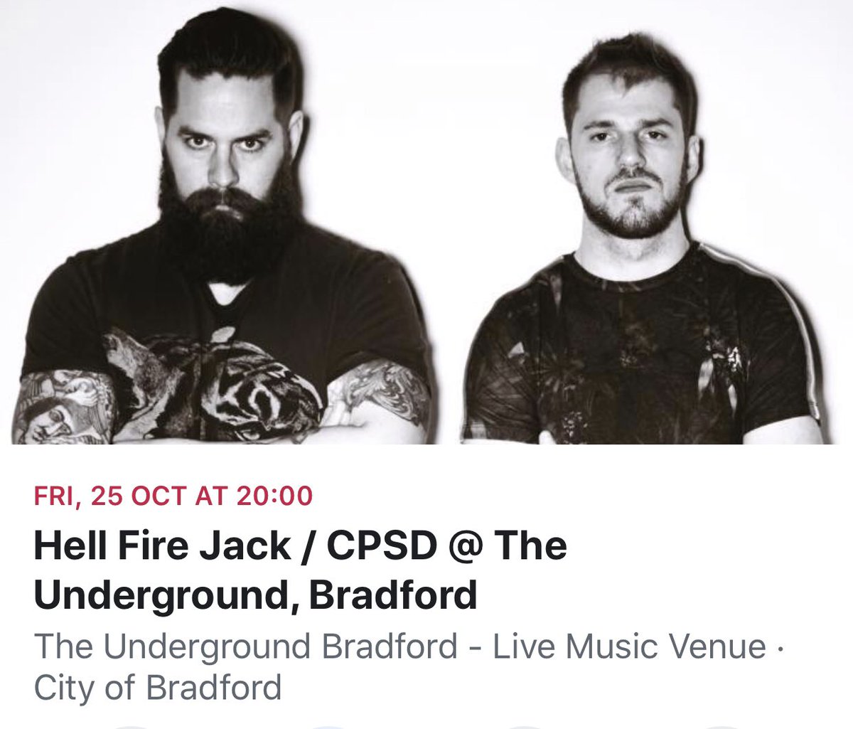 Underground_BFD's tweet photo. #hellfirejack &amp; @CPSDMusician are heading to The Underground on the 25th of October and it’s going to be one hell of a show! 

https://t.co/JFaSYDVK1z https://t.co/KEamRansMS
