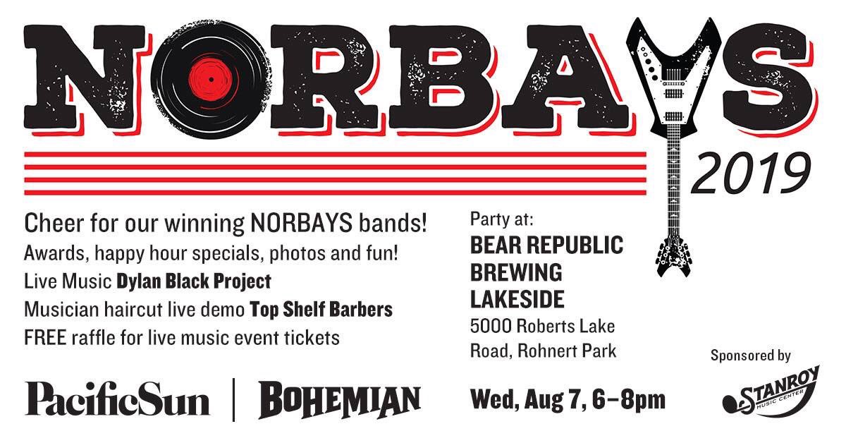 Come Together! We're celebrating with our 2019 winners. Live music Dylan Black Project. Josh Windmiller gets a new haircut/beard trim - live demo by Top Shelf Barbers. Free raffle for live music event tickets. Cheer with us this Wed, Aug. 7, 6-8pm! <a href="/BearRepublic/">Bear Republic</a> <a href="/nbaybohemian/">North Bay Bohemian</a>