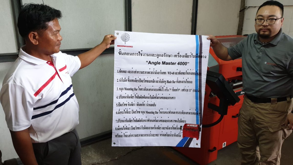 BernhardCompany's tweet image. STS Thailand and Bernhard Champion Khun Boonchuay are actively promoting preventive maintenance and providing Bernhard customers wall mounted preventive schedules and key information on #turfhealth #sharpening #sharpeningsolutions #turfhealthsolutions