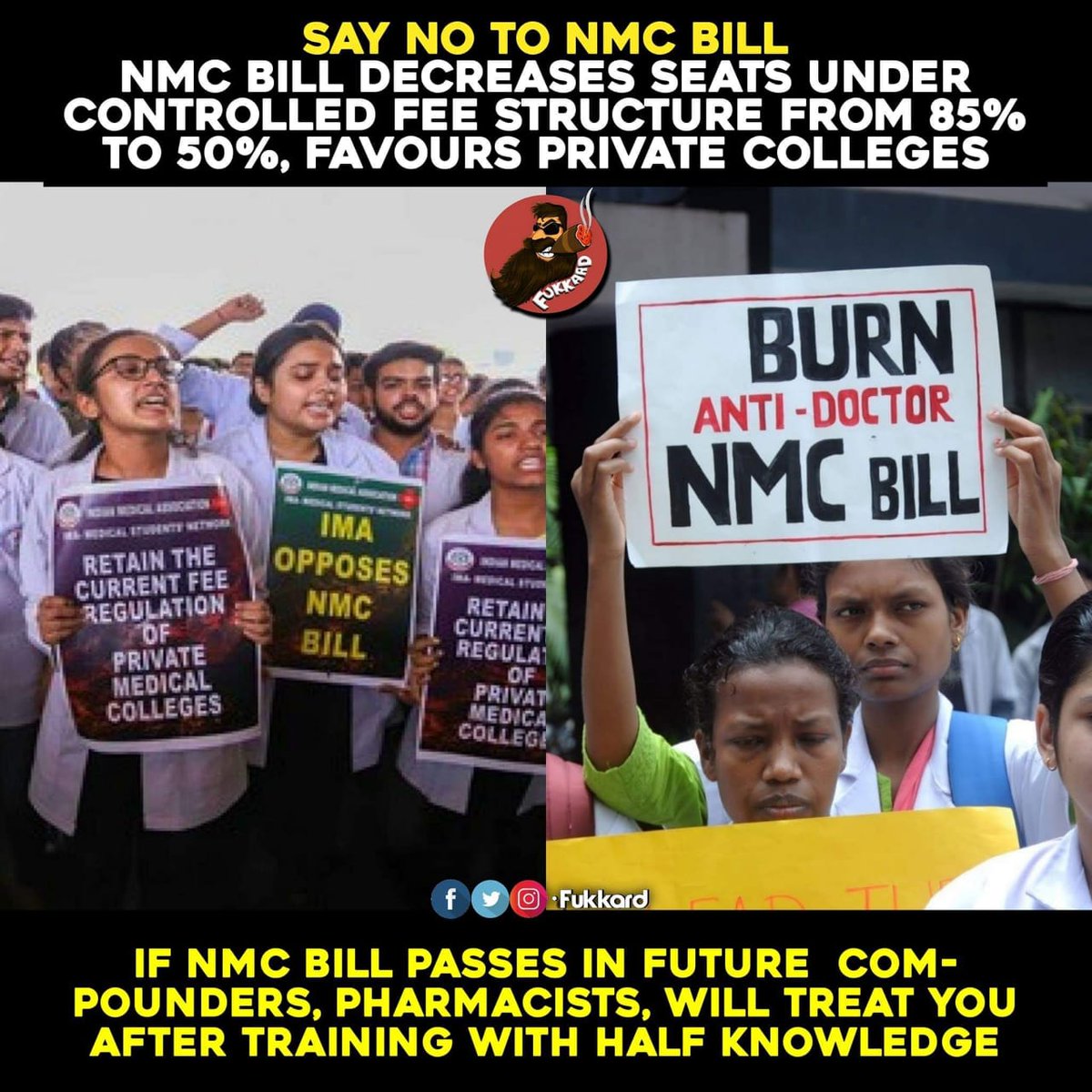DrShruthiG1's tweet photo. @RamNathGovindIN 
#saytonmc 
#SayNoToNMCbill
Section 10(i) - Fee Capping to only 50% seats in both Private Medical Colleges &amp; Deemed universities which leads to commercialisation of education &amp; health care. Loss to poor students from pursuing medical education.
#SayNoToNMCbill https://t.co/VZSMkcgtM2