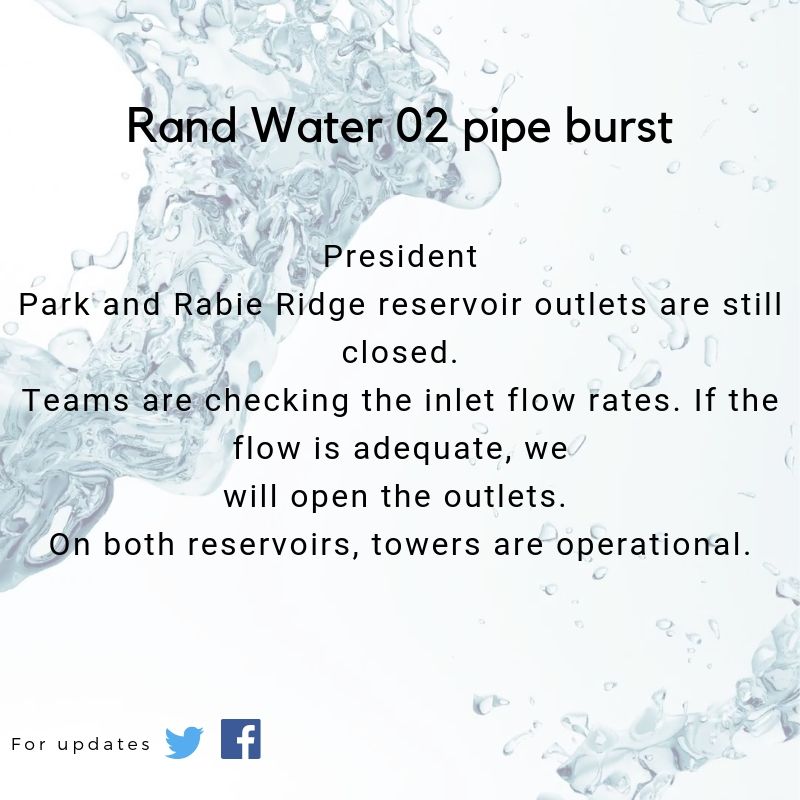 JHBWater's tweet photo. #O2pipeburst ^NN https://t.co/zQ182isyh7