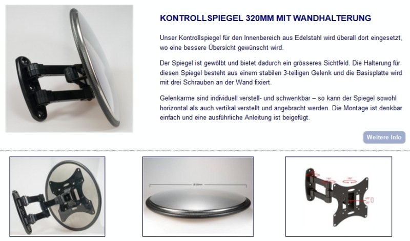 BRIO Kontrollspiegel GmbH on X: #Kontrollspiegel aus Edelstahl mit  robuster Wandhalterung - auf der Basis von unserem #Garagenspiegel  ebenfalls für den Innenbereich konzipiert. Die Wölbung des Spiegels erlaubt  ein grösseres Sichtfeld u.
