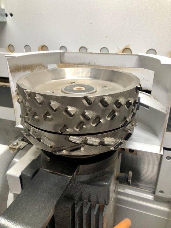 Leuco PCD milling blocks; Diarex on the top with P System on the bottom. No need to change tools when machining different materials. 
Leuco Magentify Wood Processing