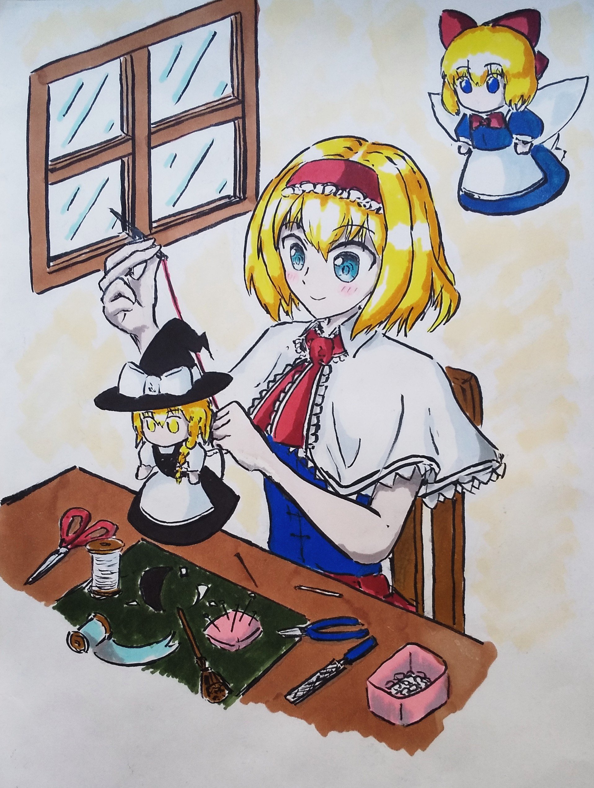 もたき 在 Twitter 上 今日のお絵描き アリス マーガトロイド描いてみた 人形作り 東方project 東方 イラスト アリス マーガトロイド 霧雨魔理沙 T Co Ihjruqnbgb Twitter
