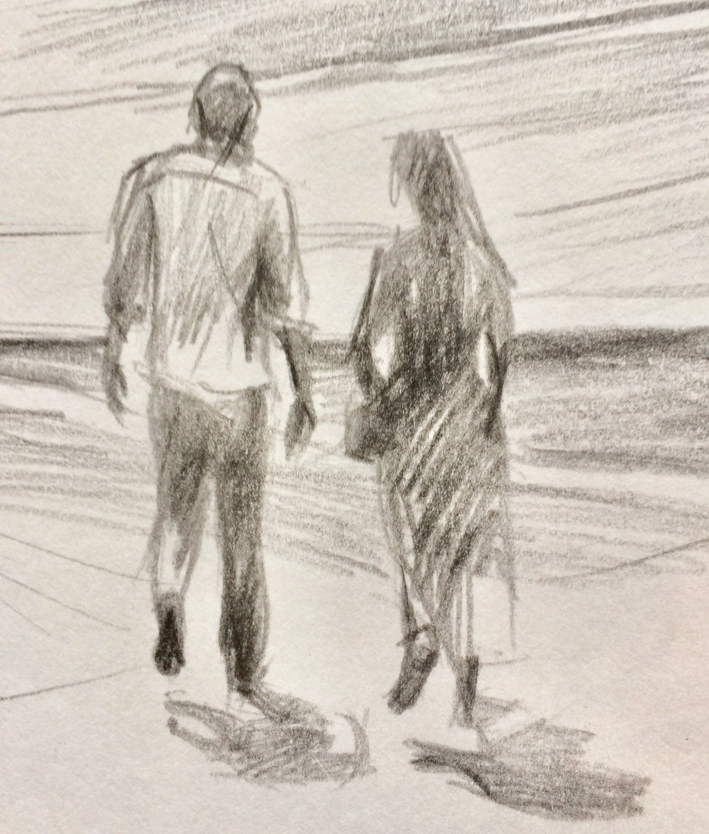 Sketch Of Couple Young Citizens Walking Together Along Street Stock  Illustration - Download Image Now - iStock