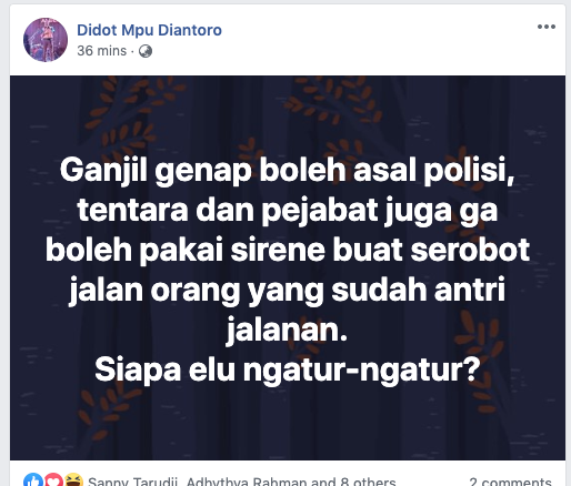 motulz's tweet photo. Yang setuju RT yang gak setuju LIKE

saya sih setuju agar penggunaan pengawalan, sirene, rotator, dan nguing-nguing pejabat dan polisi dikurangi. 

cc @DKIJakarta @DivHumas_Polri https://t.co/rRTzVx6NMc