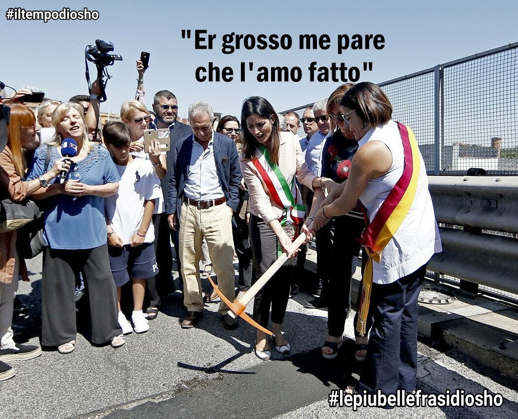 lefrasidiosho's tweet image. Abbattimento #tangenzialeest, via ai lavori. La #Raggi dà la prima picconata