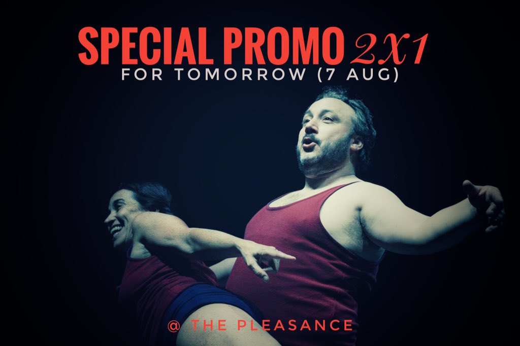 SPECIAL PROMO 2x1 only for TOMORROW 7 Aug. Tell your friends. 10:15am <a href="/ThePleasance/">Pleasance</a> #EdFringe2019

Welcome to #HappyHour, a psychedelic new #play about fascism &amp; happiness. Book Now: bit.ly/2XNXRtp