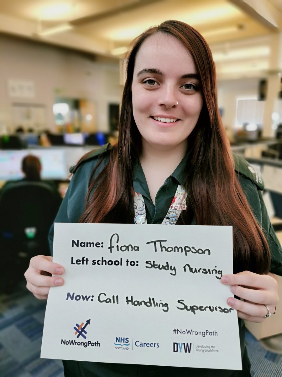 Today, we're sharing the career pathways of some of our colleagues in #nhsscotland. Fiona left school to study nursing. She is now a Call Handling Supervisor <a href="/Scotambservice/">Scottish Ambulance</a>. #NoWrongPath #MyLearnerJourney