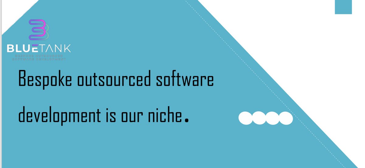 Thami_Tulo's tweet image. Bluetank is a bespoke outsourced software development firm based in Johannesburg. We specialize in Rapid Application Development, give us a call or inbox to find out more. Business Profile available on request. #outsourced #bespoke #rapidDevelopment #agile #Agile2019