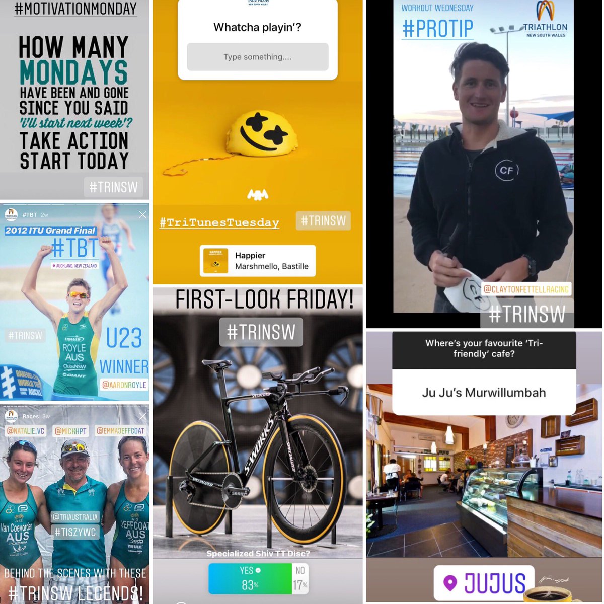 TriathlonNSW's tweet photo. Make sure to check us out on social media seven days a week... including regular daily features on ‘@Instagram Story’ such as:

#MotivationMonday
#TriTunesTuesday
#WorkoutWednesday
#ThrowbackThursday
#FirstLookFriday

#TriNSW #triathlon #NSWstrong #MyTriClub #sport #fitness #fun https://t.co/co0kyPqUzU