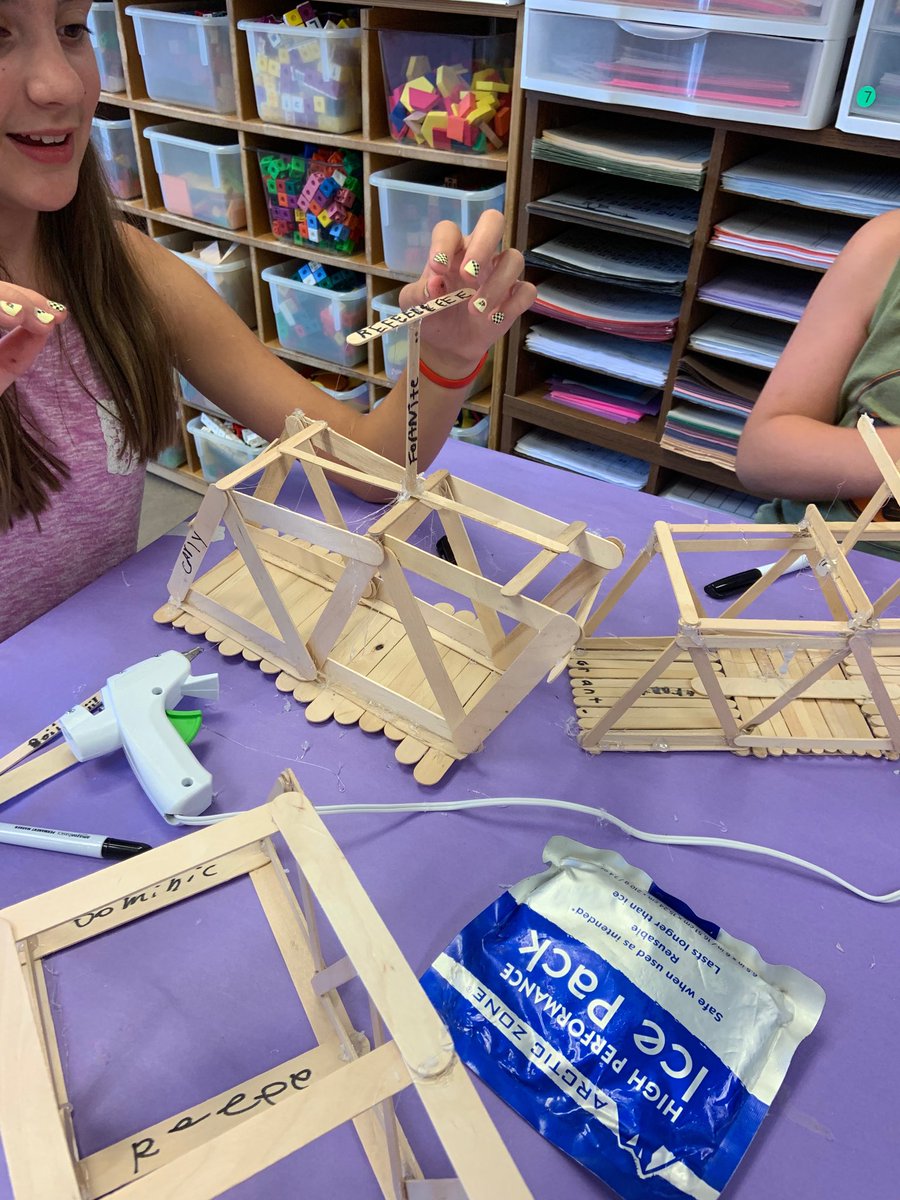 MaryBegley2's tweet photo. STEM Camp day 2 Shout out to @Walmart for the paint sticks to create guitars! Rock on! #bridgebuilding #makingp laydough @SDMAOnline https://t.co/RpumlSEykP