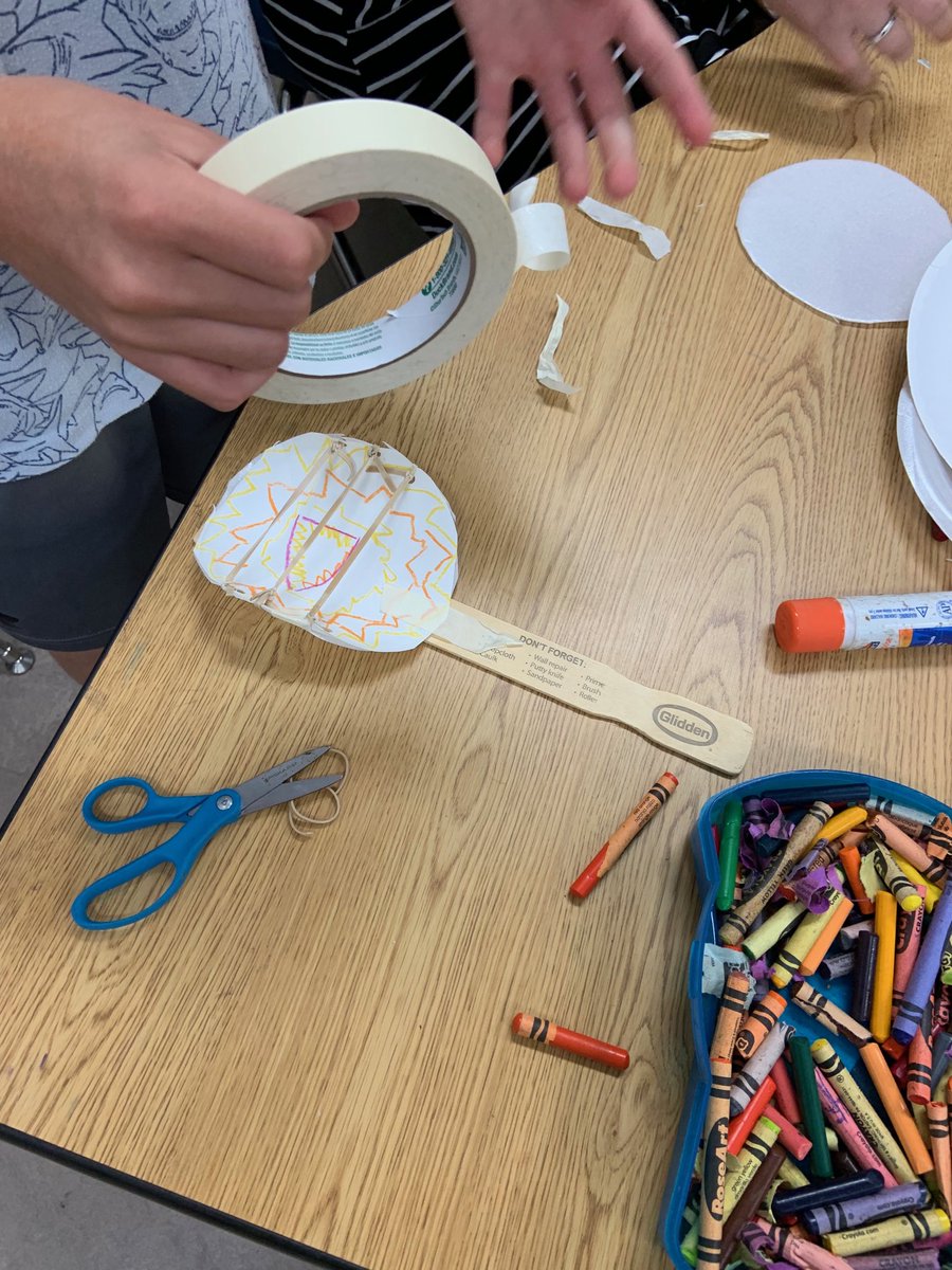 MaryBegley2's tweet photo. STEM Camp day 2 Shout out to @Walmart for the paint sticks to create guitars! Rock on! #bridgebuilding #makingp laydough @SDMAOnline https://t.co/RpumlSEykP