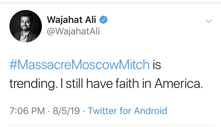 Exactly as I said will be the case. Also note the race-based tweet by  @sairasameerarao and the tweet by  @WajahatAli praising a trending hashtag that calls for the massacre of  @senatemajldr. Twitter rules are a ploy to stifle Non-Libs voices.