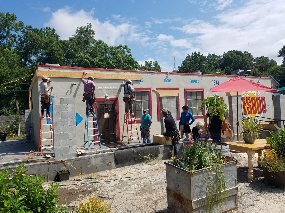 ElTesoroATL's tweet photo. MORE CONSTRUCTION! Closing early again today, Tuesday the 6th, to take advantage of no-rain while we have it! Please pardon our mess ... #ATLeats #ATLrestaurants #summercrunch https://t.co/HJmjLdugkK
