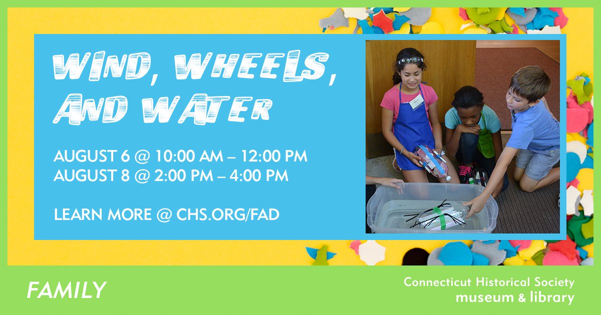 TheCTMuseum's tweet photo. Grab the kids and stop by for our latest #FamilyAdventureDays program, “Wind, Wheels, and Water.” We’ll explore different modes of transportation used throughout history, including some created in Connecticut. After, you can build your own train, car, plane, or helicopter! https://t.co/ucqSVNdVz1