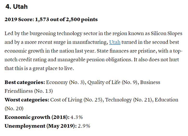 slcecondev's tweet photo. 2009: #5
2010: #8
2011: #8
2012: #2
2013: #5
2014: #3
2015: #3
2016: #1
2017: #8
2018: #3
2019: #4
Utah named a top state for over 10 years running by @cnbc
🤔 Make #SLC your #HQLocation, we're here to help! https://t.co/Ftu6Sduqly https://t.co/V25HRONK3R