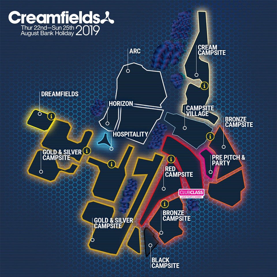 Creamfields 2019 camping map Creamfields 2019 camping map