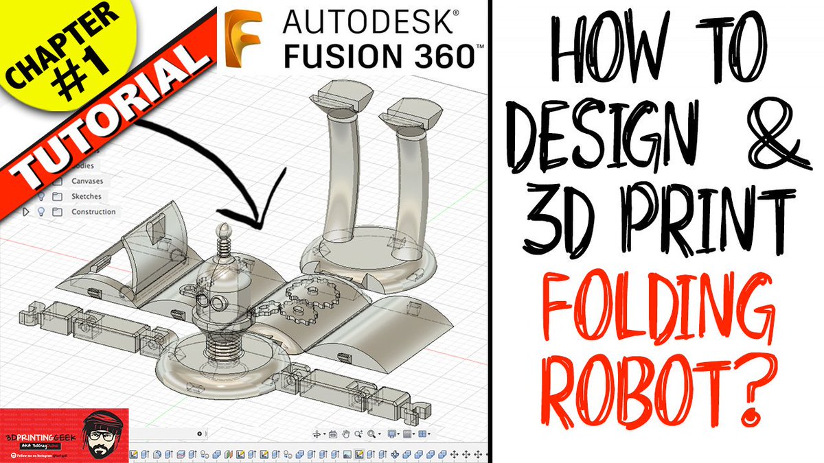 3DGuyDubai's tweet photo. https://t.co/6nI5D1NbcW Worked for 13 weeks on making this 6 part Tutorial videos for you guys, to discover the secret behind designing this type of a print in place , "ZERO" supports model, which folds into its final pose once #3Dprinting  #Fusion360 #pla #AdditiveManufacturing https://t.co/DyqBucaduL