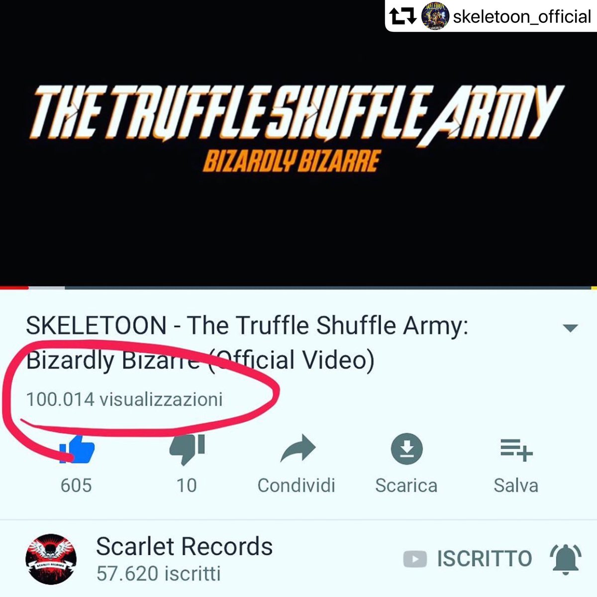 TomiFooler's tweet photo. Our “The Truffle Shuffle Army” feat. ALESSANDRO CONTI (@TwilightForce_  , @trickofficial ) video has reached 100’000 views!!
Thank you, NerdMetalheads!!
@ScarletRecords #avalonmarquee

Link:
https://t.co/Xkcf49Dgmf https://t.co/JtRpIe2uek