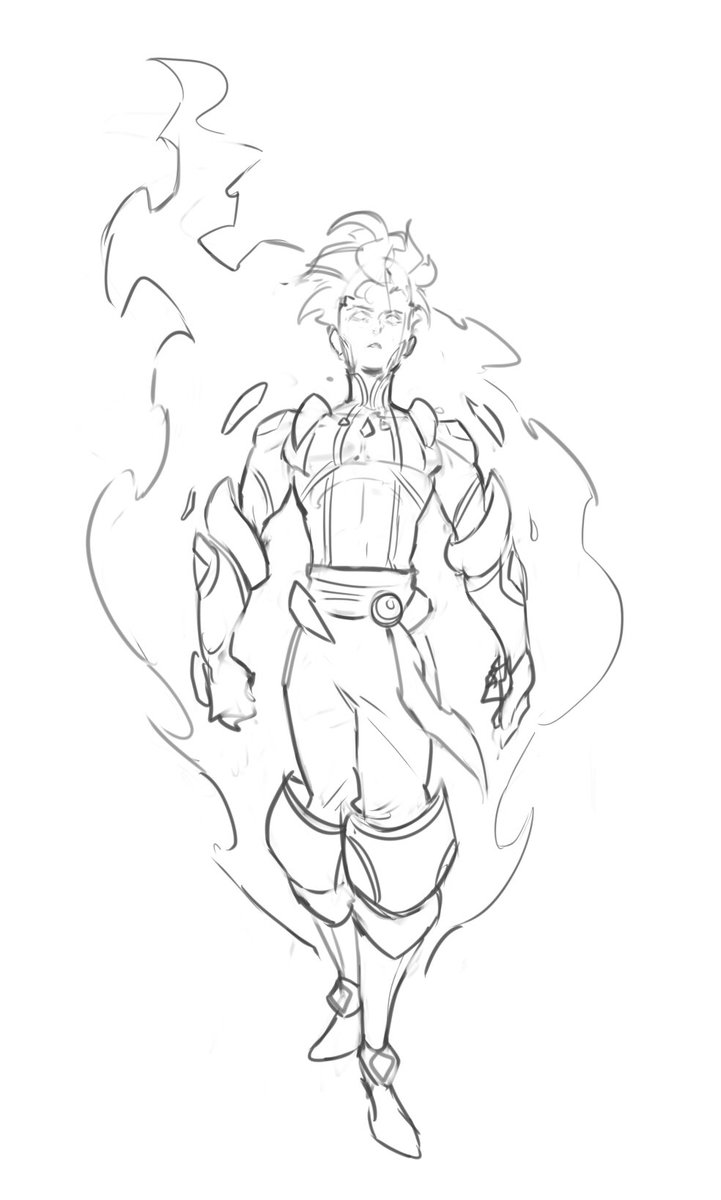I like when in games or anime, a character goes into an OP fantasy deity form - they look really cool! Here's some doodles inspired by that trope 