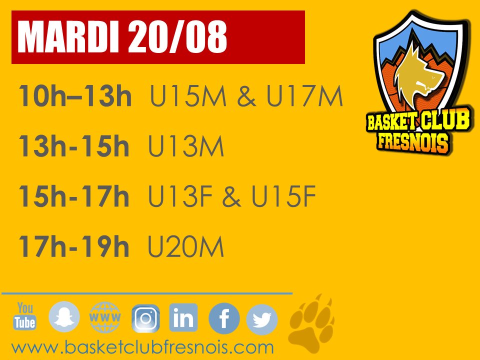 BCFresnois's tweet photo. Reprise des entraînements pour les #U20M le lundi 19 août à 16h #GoBCF72 https://t.co/D4XOd0uWrN