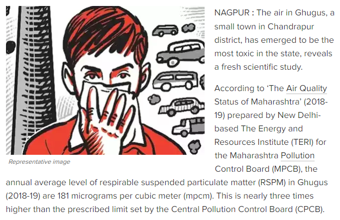 mhstarrating's tweet photo. A little known town called #Ghuggus in #Maharashtra's #Chandrapur has the state's most toxic #AirQuality, reports @timesofindia-->https://t.co/LG0sCeld8Y
For more on polluting industries in your area, visit #mhstarrating at https://t.co/JlnQfMgNwH 
#CleanAirLiveLong #AirPollution https://t.co/3LfmQEglOh