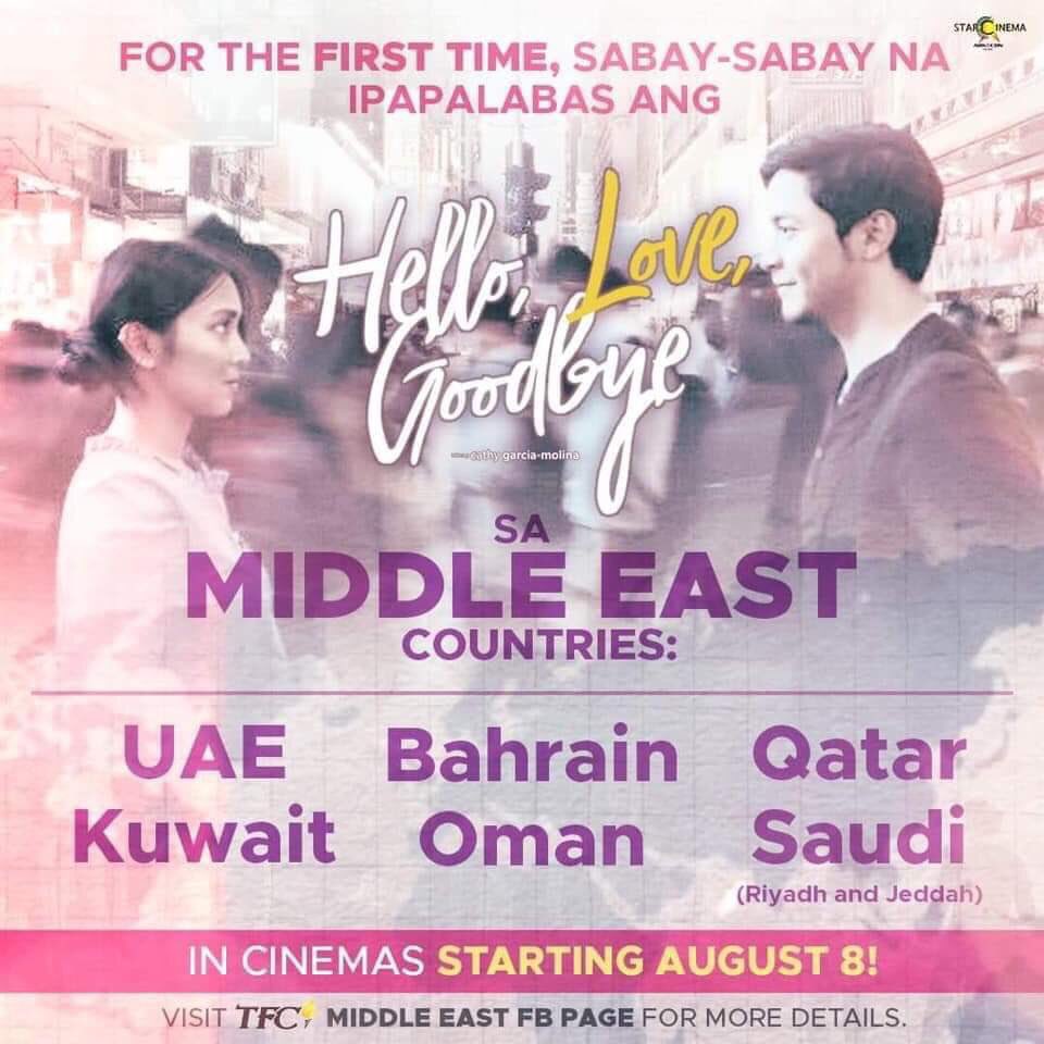 For the first time ever, the Middle East will have its simultaneous premiere on August 8 for #HelloLoveGoodbye! 😍 Para sa inyo po ito, mga Kabayan! Sabay-sabay nating panoorin ang OFW love story nina Joy at Ethan simula Thursday. #HelloLoveGoodbyeMiddleEast #HelloLoveChooseDay