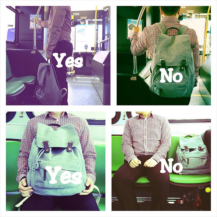 WatchTransit's tweet photo. The bottom right is most cringeworthy when the bus is packed. We’ve seen this, how about you? What’s your best practices to call this out with no fighting? #TransitTuesday #YQG #YQGTransitWatch #TransitEtiquette https://t.co/kSLgSWSGyY