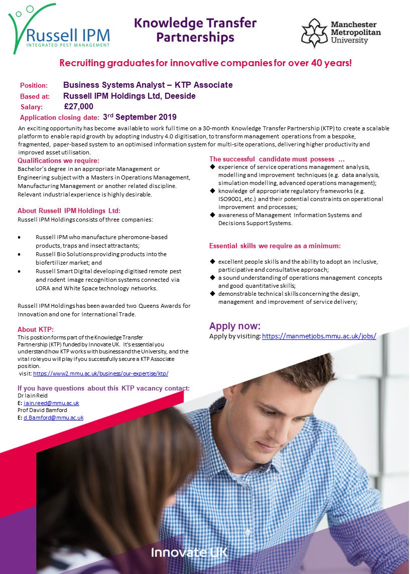 KTP_ManMetUni's tweet photo. We have a brand new #KTP Associate role with @russellipm for a Business Systems Analyst. Find out more about the project and role at https://t.co/6kmMrsQeTj #Industry40 @ManMetJobs @ktnuk_ktp @innovateuk @KTNUK https://t.co/TWJKsypb1r