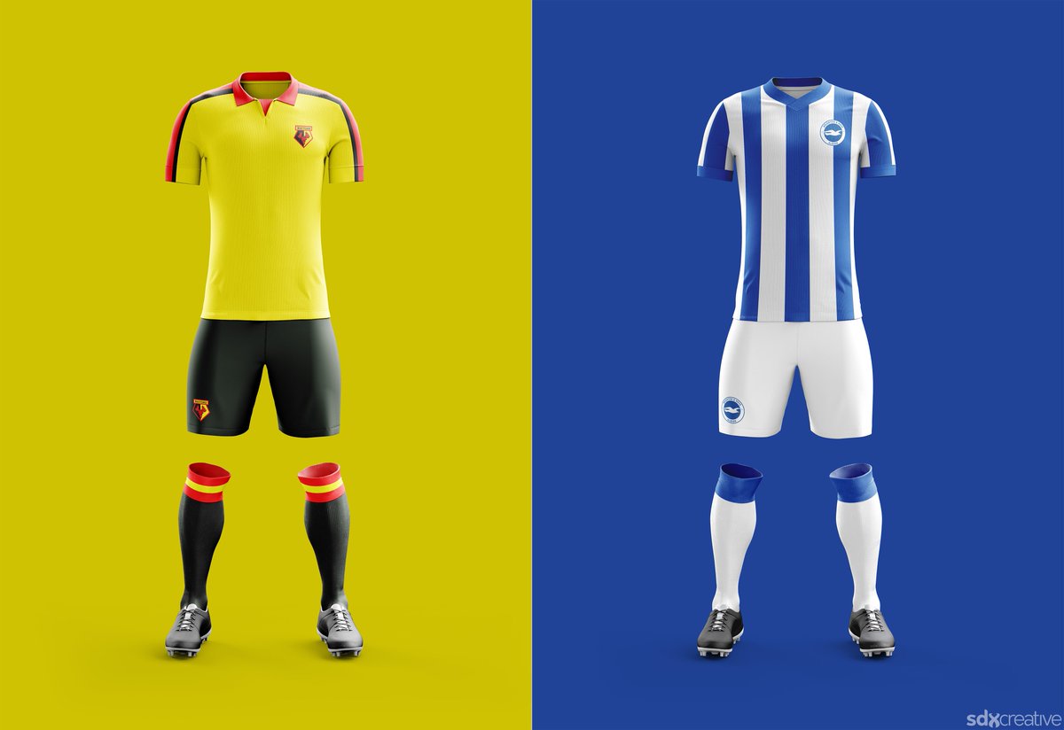 SDXcreative's tweet photo. How much better would the #EPL fixtures look if teams ditched their sponsors and went retro

https://t.co/kGocC7EdAA

#Kit #Spurs #WHUFC #WatfordFC #BHAFC #ManCity #MCFC https://t.co/wH8x0jGOKa