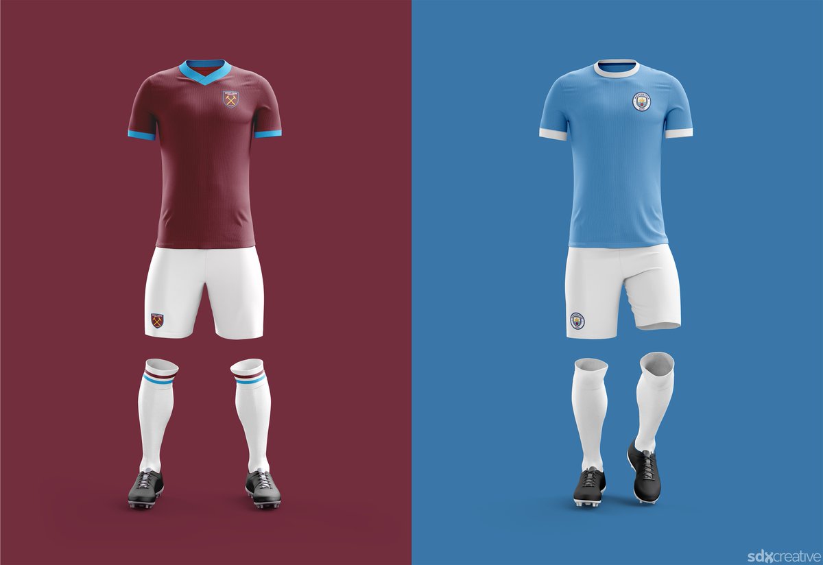 SDXcreative's tweet photo. How much better would the #EPL fixtures look if teams ditched their sponsors and went retro

https://t.co/kGocC7EdAA

#Kit #Spurs #WHUFC #WatfordFC #BHAFC #ManCity #MCFC https://t.co/wH8x0jGOKa