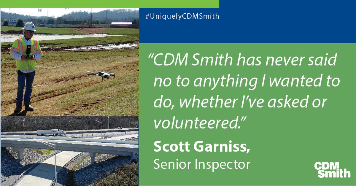 CDMSmith's tweet photo. From his #FEMA badge to his #drone license &amp; Tenn.’s 1st radiation materials license to benefit clients, Scott Garniss has found opportunities to better himself &amp; the firm. See what it’s like to work here at https://t.co/bFCjkbWz0w. #UniquelyCDMSmith #UnmatchedEmployeeExperience https://t.co/4Q5AZaEAQ8
