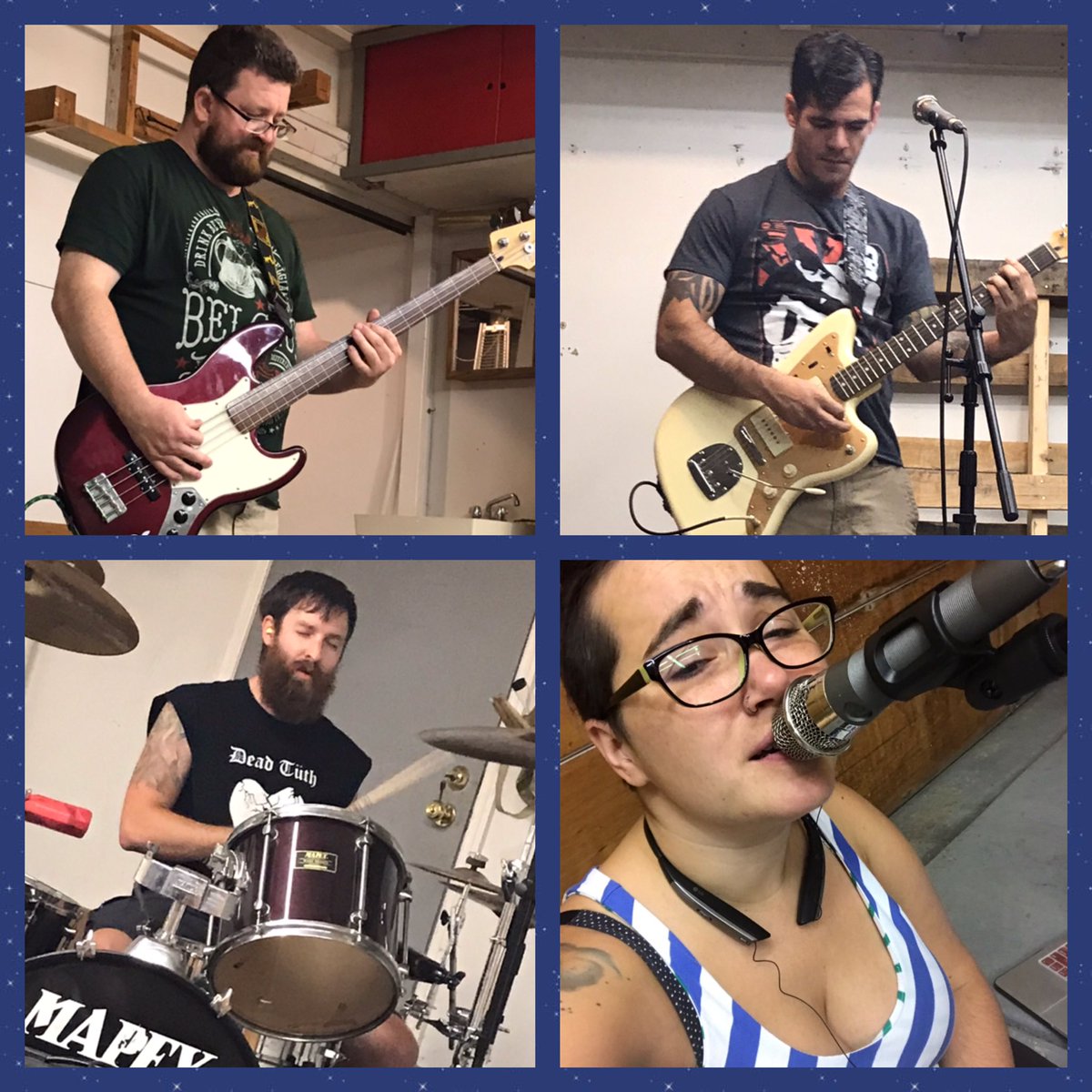 Band practice - gearing up for two gigs this weekend 
- catch us Friday at Miami Valley Fest at 8pm 
- Saturday at Jimmies Ladder 11 with Worthy and the Bends and Shade of Red