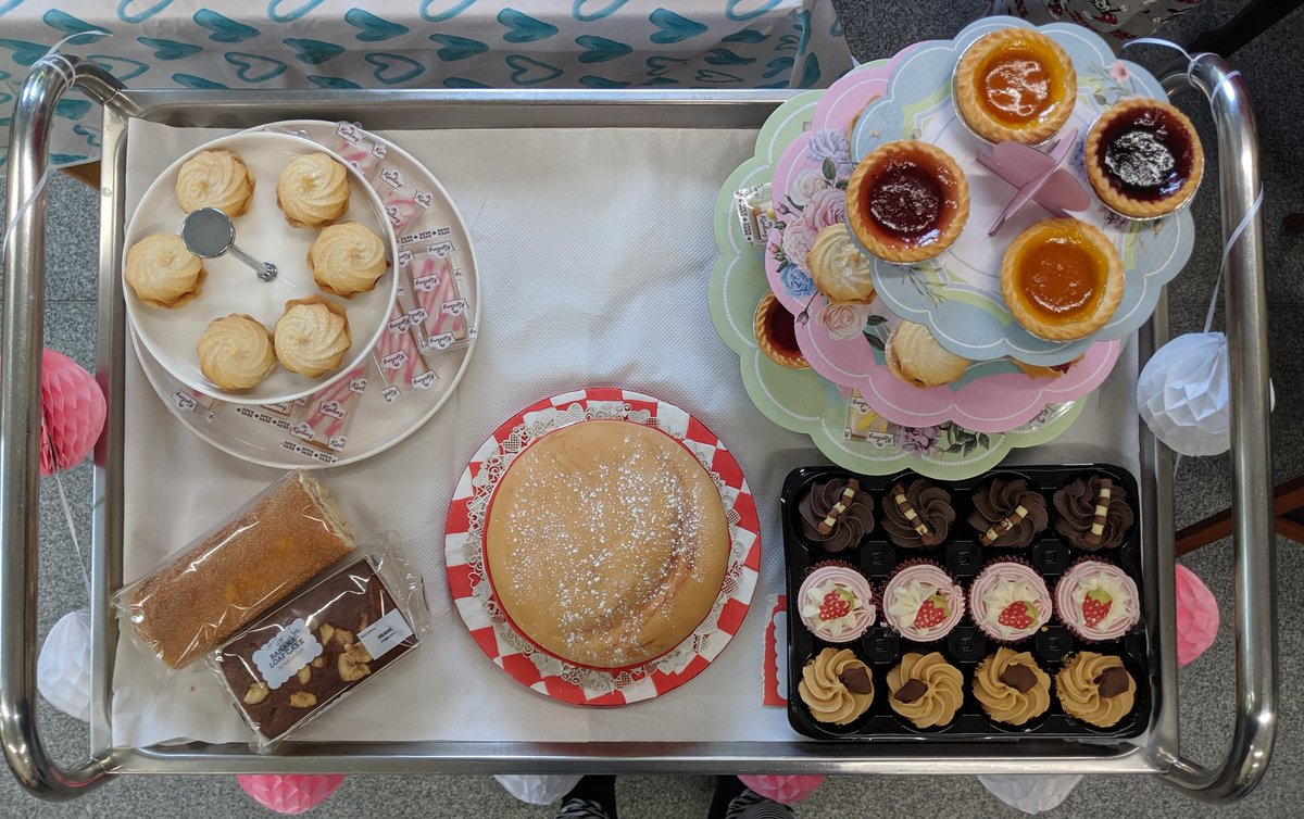 It's #pyjamaday on Philip ward at the SRP. Having a party in the new 'memory lane cafe' with the patients. #cakefordays @UHDBTrust