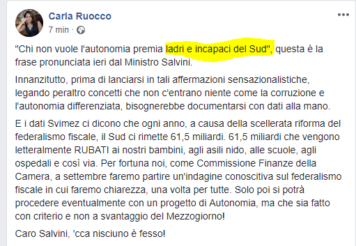Ilviailvia's tweet photo. E' sempre piu' evidente che #CapitanFuffa odi il sud .
Parla come se al nord fossero tutti stinchi di santi ...... https://t.co/HTLdFnhs9u