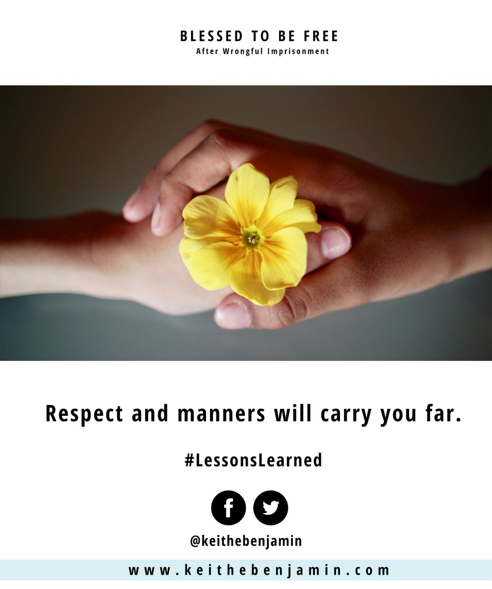 keithebenjamin's tweet photo. #LessonsLearned: Respect and manners will carry you far. #respect #amreading #amwriting #blessedtobefree #keithebenjamin https://t.co/zlsRiofeyo