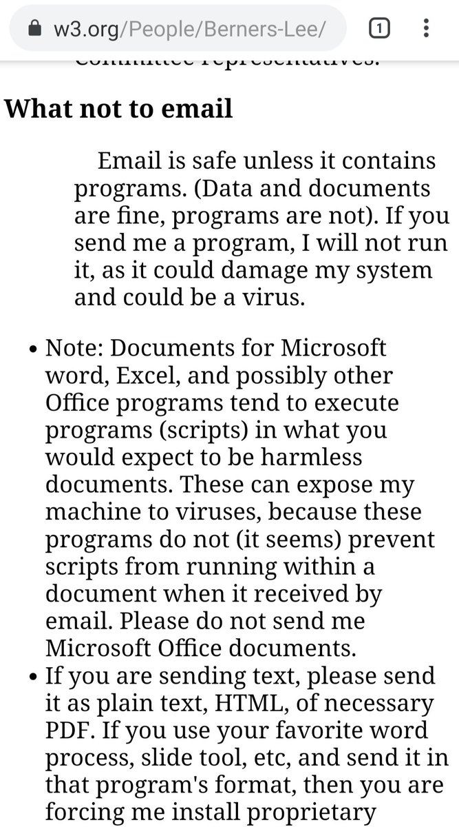 gophersumit's tweet photo. If you are trying to send attachments in email to Sir Tim Berners-Lee, PLEASE DON'T!!
 #programming #TuesdayThoughts https://t.co/2kkiKStJiP