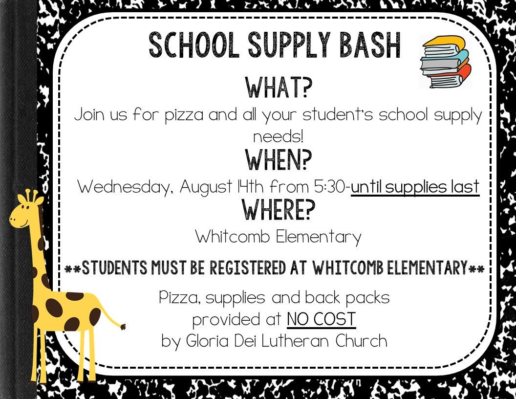 whitgiraffes's tweet image. Join us for our annual Supply Bash next Wednesday.  We are so thankful for our friends at Gloria Dei Lutheran for providing this opportunity #theyearofwe