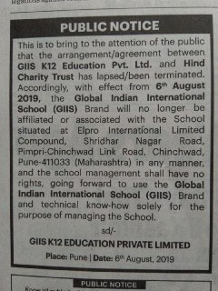 GpaSocial's tweet photo. @Global_Schools @CMOMaharashtra @TawdeVinod After d massive agitation by parents &amp; legal proceedings, here's d response from @Global_Schools.. again through a news paper @timesofindia The likes #HindCharityTrust &amp; #Elpro who claimed to be a global brand of repute are not even engaged on @Twitter @TwitterIndia @punekarnews https://t.co/7FMOAHwtiQ